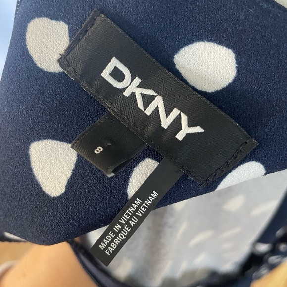 Elegant Navy Polka Dot Dress women’s size 8 - Picture 4 of 9